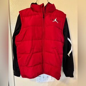 Jordan Teens Red and Black Puffer Vest